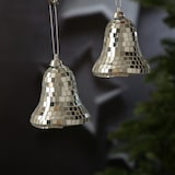 thumbnail of Weihnachtsbaumschmuck Glocken im Discokugel Look H: 8cm silber 4er Set