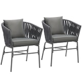 thumbnail of Stuhlset Valeiras im Rope-Design, dicke Polster, 60x61x77cm  2er Setdunkelgrau/dunkelgrau