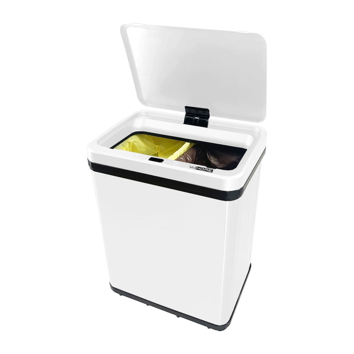 WellHome - Caixote do lixo Inteligente 15L+15L cor Branco 35,5x26x43,5 cm – Abertura Automática/Manual