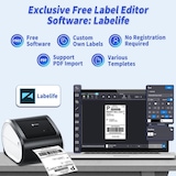 thumbnail of Mini Imprimante Bluetooth Thermique Sans Fil Pour Étiquettes d'Expédition Violet + Blanc YONIS