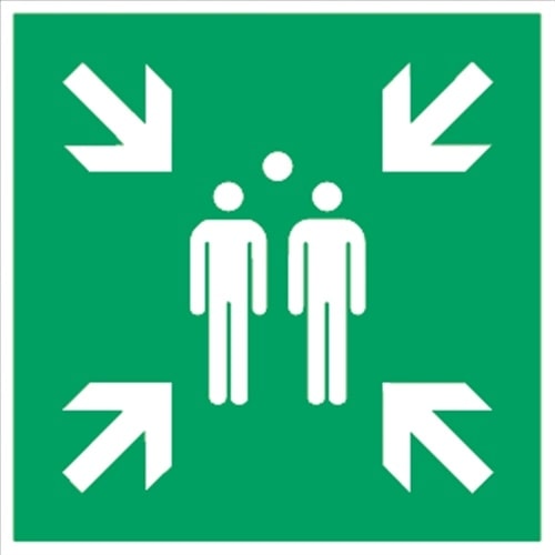 Schild Sammelstelle, ISO 7010, Alu, 600x600 mm