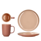 thumbnail of 12tlg Frühstücksset Jasper Puder für 6 Personen aus Steingut - 6x 414448 + 6x 414509