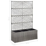 thumbnail of vidaXL Hochbeet mit Rankgitter 3 Töpfe 83×30×130cm Poly Rattan Grau