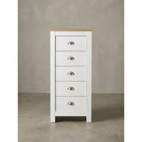 thumbnail of Sideboard mit 5 Schubladen 53x114x39 cm Kommode Weiß / Eiche Modern, Design Anrichte Hoch Schmal, Schubladenkommode