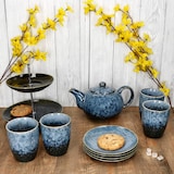 thumbnail of 10tlg Teeset  SCONES BLAU aus Steingut 1x Etagere, 1x Kanne, 4x Becher & 4x Teller - 24303276