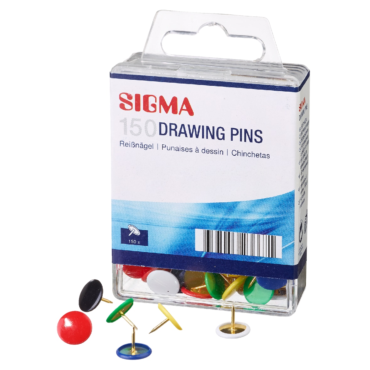 SIGMA Punaises, vinyle/métal, Ø 10.5 mm, colorées, 150 unités