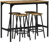 thumbnail of Bartisch Set 110x50x90 cm mit 4 Barhockern Industrystil Braun+Schwarz, platzsparend mit Fußstütze, Metallgestell und MDF Tischplatte