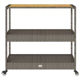 thumbnail of vidaXL Keukentrolley 3-laags poly rattan en massief acaciahout grijs