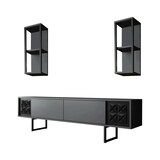 thumbnail of Dmora Fernsehschrank Dmiggian, Ständer für Wohnzimmerfernseher, Niedriges Wohnzimmer-Sideboard, TV-Ständerbasis, 180x30h48 cm, Anthrazit und Schwarz