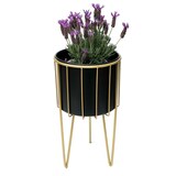 thumbnail of DanDiBo Blumenhocker mit Topf Metall Gold Schwarz Rund L 45 cm Blumenständer 96039 Blumensäule Modern Pflanzenständer Pflanzenhocker