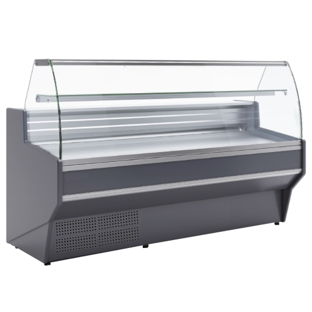 Vitrina-mostrador cristal curvado para charcutería en negro - 2465x940x1235 mm - 1400 W 230/1V - 24X18249 Eurast