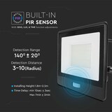 thumbnail of V-TAC VT-158S-1-B   LED Schijnwerper - Samsung - PIR Sensor - IP65 Waterdicht - Zwart - 50W - 4000 Lumen - 6500K