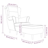 thumbnail of vidaXL Ohrensessel mit Hocker Hellgrau Samt