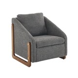 thumbnail of Akzentstuhl 73x73x73 Loungesessel Holzarmlehnen Chenille Stoff Grau Wohnzimmer Balkon Stuhl Komfort Design