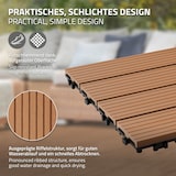 thumbnail of ECD Germany – WPC Terrassenfliesen – 30x30 cm 11 Stk.=1m² Hellbraun | geriffelt, Holzoptik, Klicksystem mit Drainage
