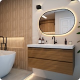 thumbnail of Mirlux Badkamerspiegel met LED Verlichting & Verwarming – Wandspiegel Ovaal – Anti Condens Douchespiegel - Zwart - 90x60CM