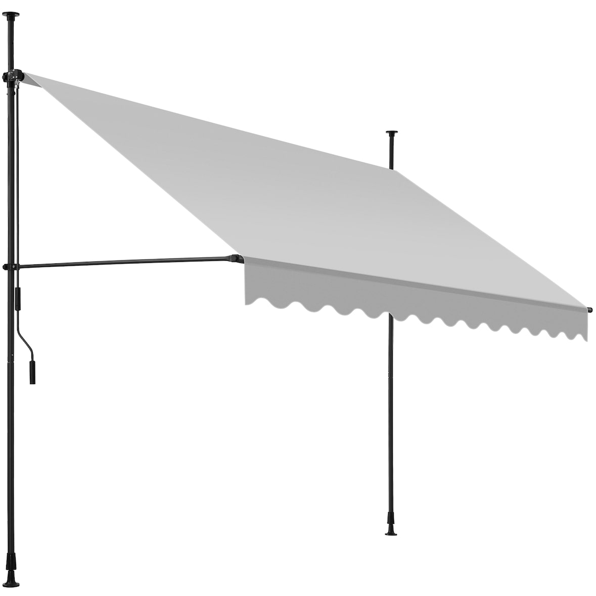 Klemmmarkise mit Handkurbel, höhenverstellbar - 300 x 180 cm, hellgrau