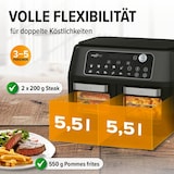 thumbnail of MAXXMEE Heißluft-Fritteuse Doppelkammer 11l - Kombination aus Heißluftofen, Grill & Fritteuse mit 2 XXL-Frittierfächern je 5,5l - Digitales Bedienfeld