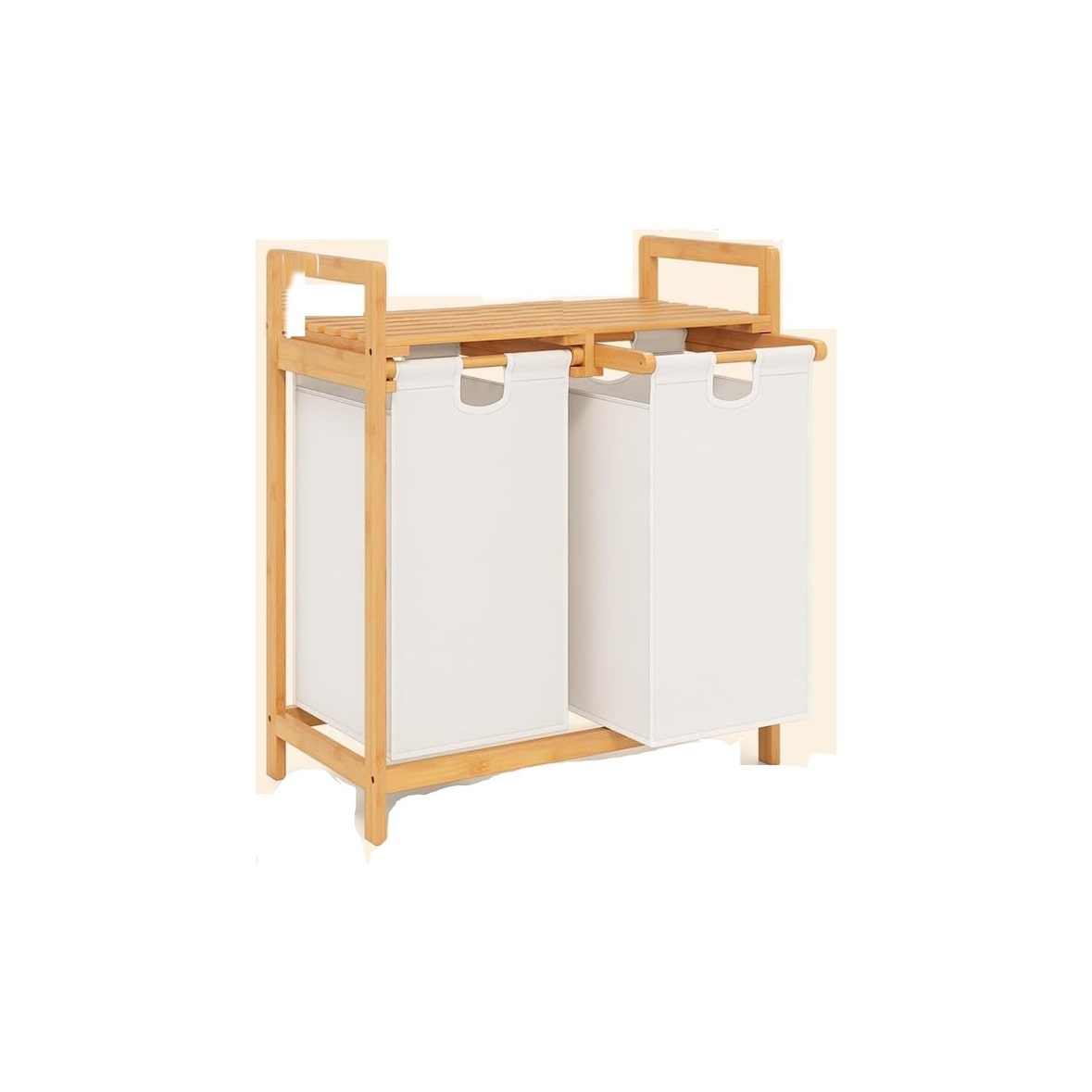 COSTWAY cesto per la lavanderia 2 scomparti con 2 sacchetti per la lavanderia estensibili, biancheria con scaffale