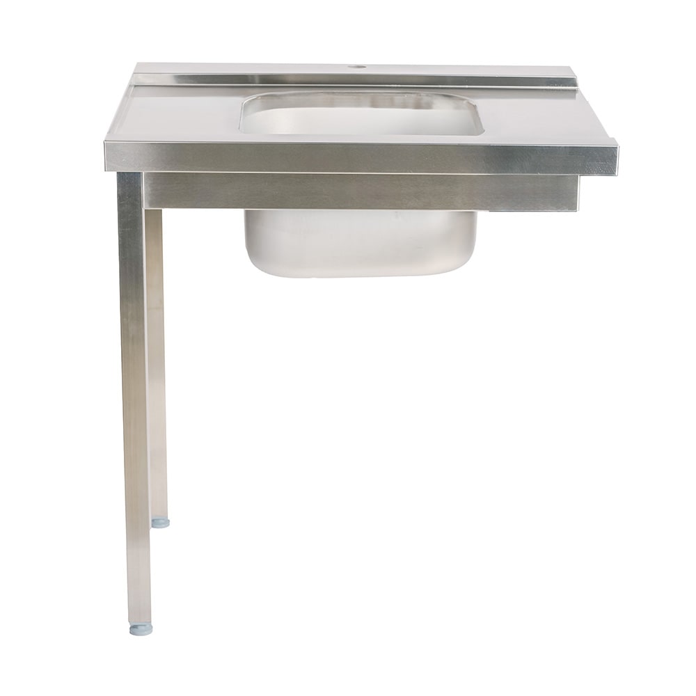 Cleiton® Mesa de Entrada Derecha para Lavavajillas de Cúpula de Acero Inoxidable con 1 Seno 800x750x880 mm | Fregadero | Pica Industrial con patas