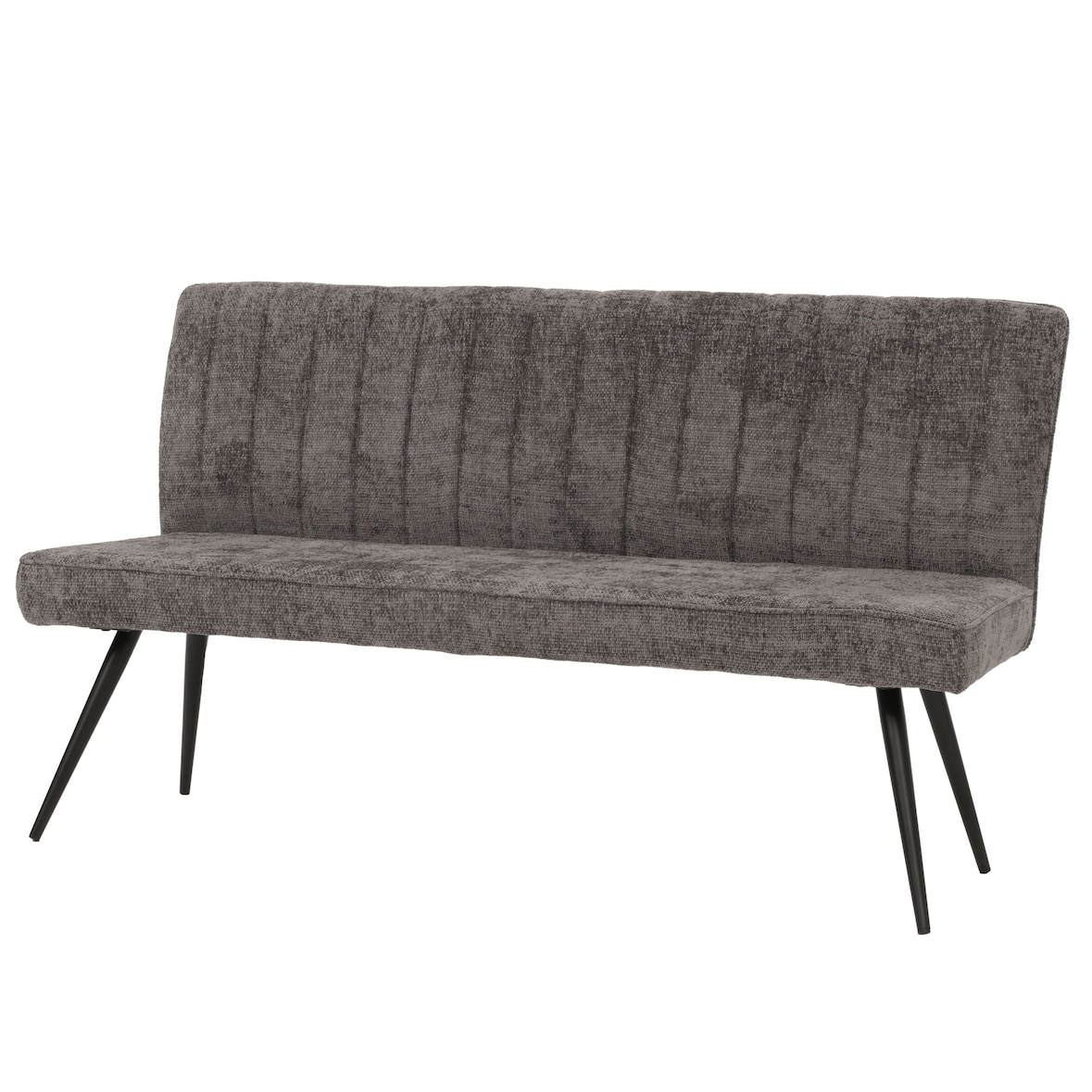 Sitzbank HWC-K16, Esszimmerbank Bank Polsterbank, Rückenlehne Stoff/Textil Chenille Metall 160cm ~ grau-braun
