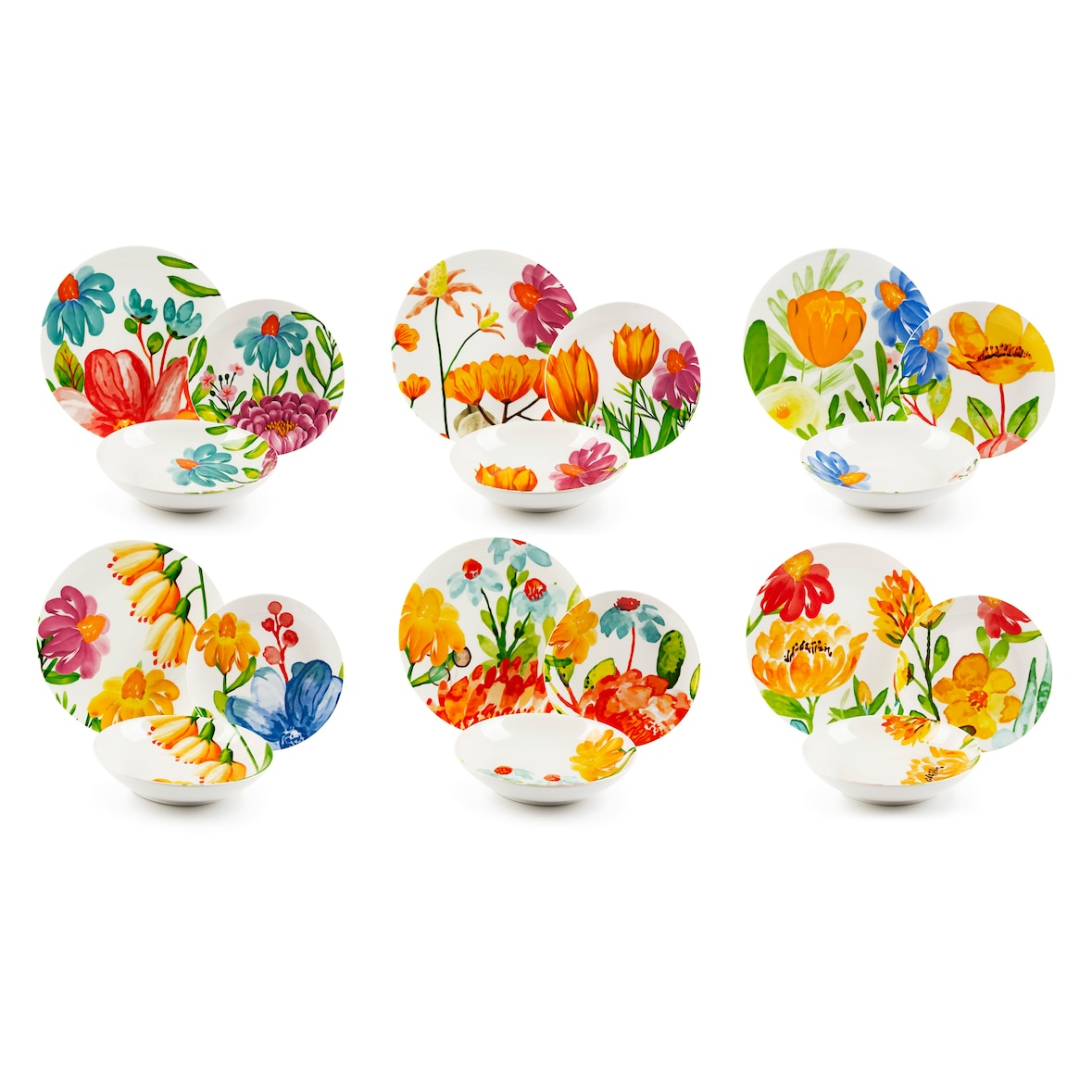 Excelsa Geschirrset 18-Teiliges Blooming Porzellan Bunt
