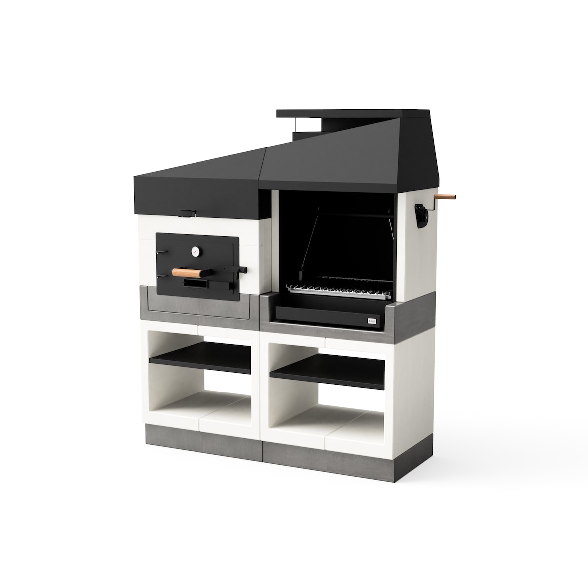 MF - Außenküche Kitaway Otte Grill + Holzofen, Argentinischer Grillrost - 168 x 63 x 206 cm