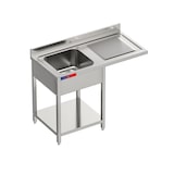 thumbnail of Gasfrit – Lavello sottobanco con 1 vasca e 1 sgocciolatoio,  industriale, in acciaio inox, 1200 x 600 x 850 mm.
