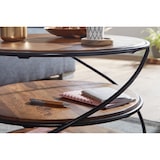 thumbnail of Sheesham-Massivholz Couchtisch, außergewöhnliches Design, 3 Ablageflächen, Robust. 58x58x40 cm | Kadima Design