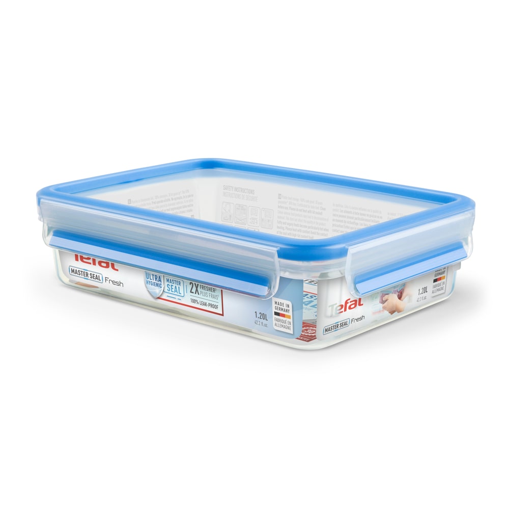 Boite masterseal fresh rectangle 1.2 L -  120.00 cl Transparent / Cristal Rectangulaire Plastique Tefal 17.00x6.00 cm