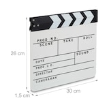 thumbnail of Relaxdays Filmklappe Holz, Regieklappe, Clapperboard, Szenenklappe, zum Beschriften, Hollywood Deko, HB 26 x 30 cm, weiß