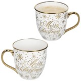 thumbnail of 2er Set Jumbobecher 450 ml Porzellan Merry Christmas Weiß Gold Tee-Tasse Kaffee