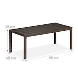 thumbnail of Relaxdays Gartentisch, wetterfest, auch für Terrasse und Balkon, Loungetisch, HBT: 39 x 98 x 48 cm, Outdoortisch, braun