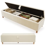 thumbnail of Storage Footstool Cord Beige 175x38x46 cm mit hydraulischem Stauraum