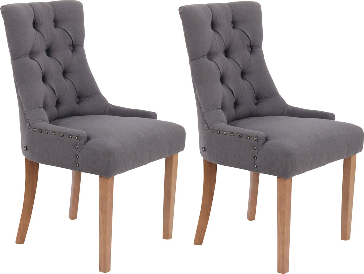 2er Set Esszimmerstuhl Aberdeen Stoff antik-hell/dunkelgrau