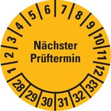thumbnail of Dreifke® Prüfplakette Nächster Prüftermin, 28-33, gelb, Folie, ablösbar, Ø 25mm, 500 Stk.