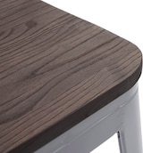 thumbnail of 2er-Set Hocker inkl. Holz-Sitzfläche | Metall, Industriedesign, stapelbar | Grau | Metallhocker Sitzhocker