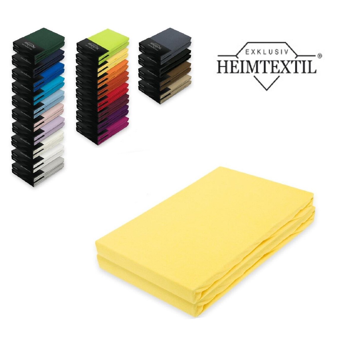 Doppelpack Jersey Spannbettlaken Premium Gelb 180 - 200 x 200 cm