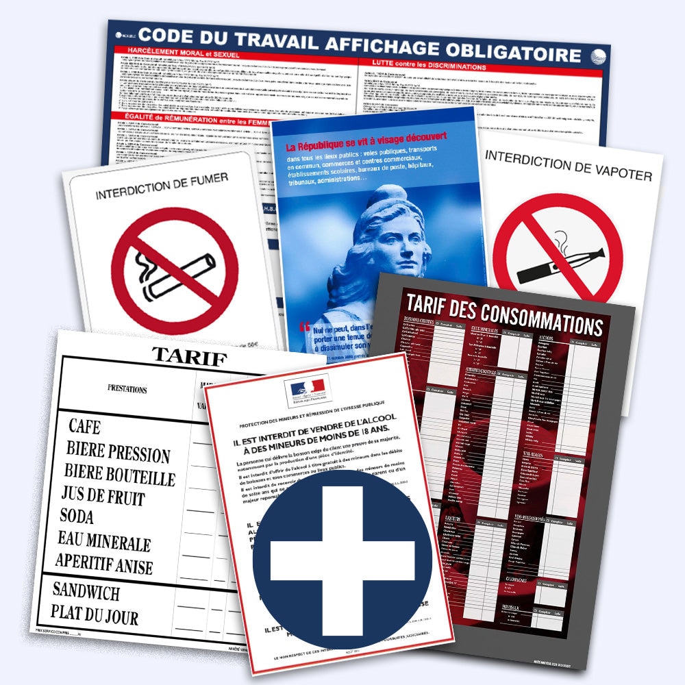 Affichages Obligatoires pour Bar (Pack de 7 affichages)