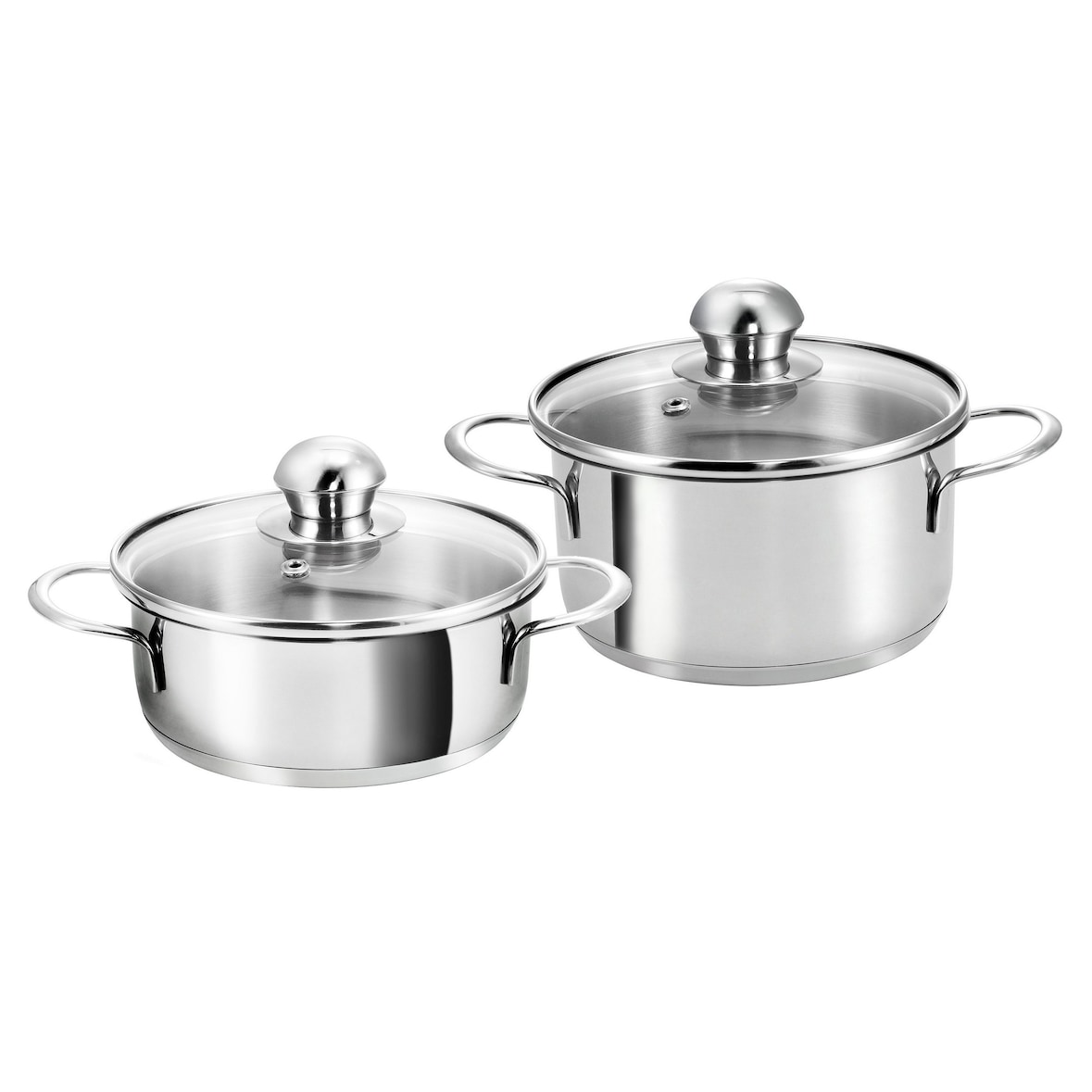 Kopf Mini Topfset Parvus (Edelstahl, 2-teilig, 14 + 14 cm, inkl. Glasdeckel, Induktion)