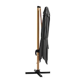 thumbnail of Vrijhangende parasol 3×3 m kantelbaar, draaibaar en met verzwaringsplaat op wielen in houtlook grijs