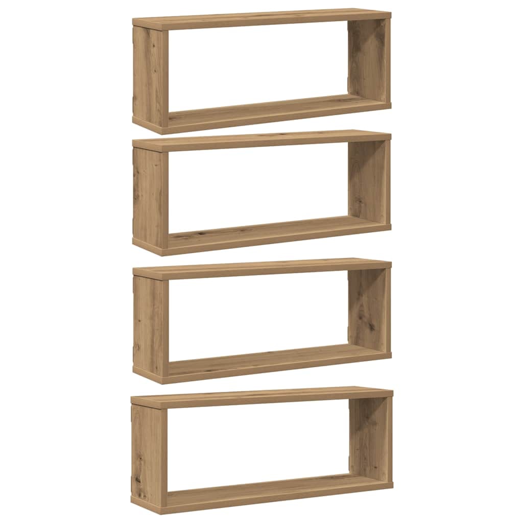 vidaXL Wandschappen kubus 4 st 60x15x23 cm hout artisanaal eiken