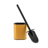 thumbnail of Brosse WC plate en Silicone Noir avec support en métal Ocre