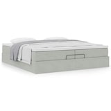thumbnail of vidaXL Ottoman-Bett mit Matratzen Hellgrau 200x200 cm Samt