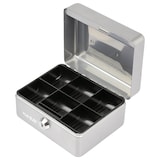 thumbnail of HMF Geldkassette abschließbar, Kasse mit Münzeinsatz, 6 Münzfächer, 15 x 12 x 8 cm, Silber