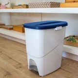 thumbnail of aro Afvalbak, 25 L, met voetpedaal, 2 compartimenten, blauw/wit