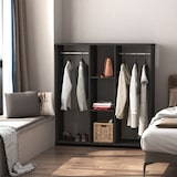 thumbnail of HOMCOM Roupeiro de Madeira Móvel Armário Roupeiro Aberto com 2 Barras para Pendurar e 3 Prateleiras Organizadoras 120x40x128cm Preto
