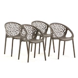 thumbnail of Set van 4 stapelbare stoelen AMBRA van polypropyleen met glasvezel, voor buiten en tuin, bar en restaurant, modern design voor keuken – Taupe