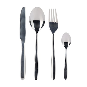 WellHome - Conjunto de 24 talheres de aço inoxidável com revestimento de prata