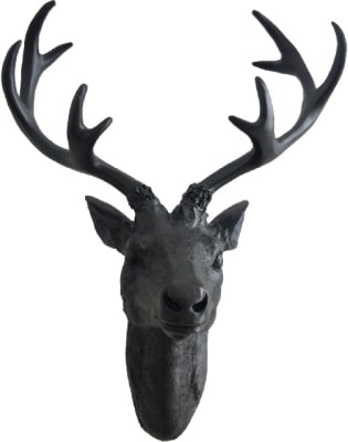 Hirschgeweih Hirschkopf Wanddeko Dekoration Wandschmuck Figur Geweih Schwarz 30x40cm : Schwarz matt : 40 cm